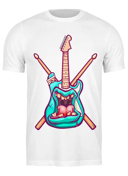 Заказать мужскую футболку в Москве. Футболка классическая Зомби гитара от Илья Щеблецов - готовые дизайны и нанесение принтов.