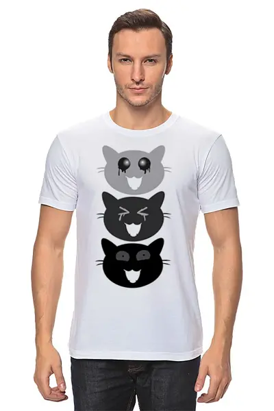 Заказать мужскую футболку в Москве. Футболка классическая Минималистичные коты от rosenhip - готовые дизайны и нанесение принтов.