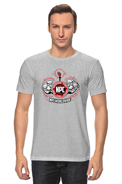 Заказать мужскую футболку в Москве. Футболка классическая NPC red grey t-shot wear от KinoArt - готовые дизайны и нанесение принтов.