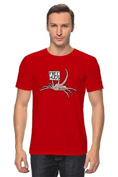 Заказать мужскую футболку в Москве. Футболка классическая free hugs  от cherdantcev - готовые дизайны и нанесение принтов.