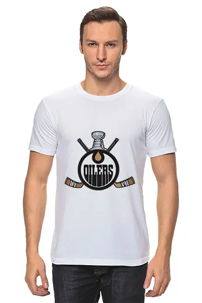 Заказать мужскую футболку в Москве. Футболка классическая Эдмонтон Ойлерз  от kspsshop - готовые дизайны и нанесение принтов.