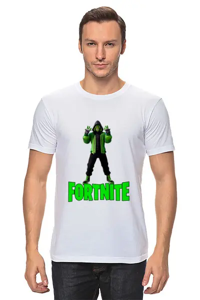 Заказать мужскую футболку в Москве. Футболка классическая Fortnite от  PRO_DESIGN - готовые дизайны и нанесение принтов.