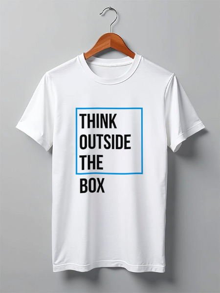 Заказать мужскую футболку в Москве. Футболка классическая Think outside the box от Startech.vc  - готовые дизайны и нанесение принтов.