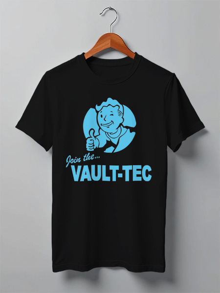 Заказать мужскую футболку в Москве. Футболка классическая Fallout Vault-Tec от cherdantcev - готовые дизайны и нанесение принтов.