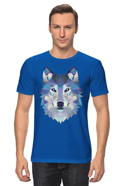 Заказать мужскую футболку в Москве. Футболка классическая Полигональный волк от oldman - готовые дизайны и нанесение принтов.