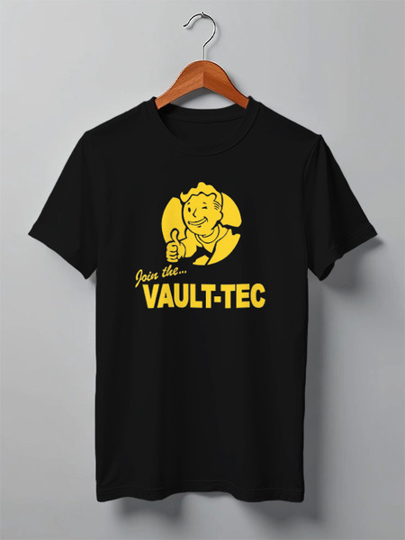 Заказать мужскую футболку в Москве. Футболка классическая Fallout  Vault-Tec от cherdantcev - готовые дизайны и нанесение принтов.