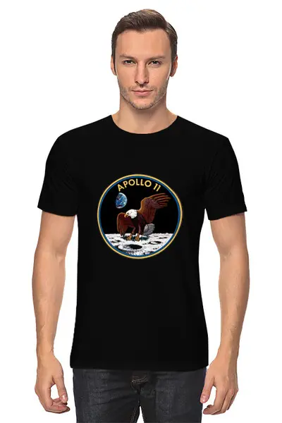 Заказать мужскую футболку в Москве. Футболка классическая Аполлон-11 от The Spaceway  - готовые дизайны и нанесение принтов.
