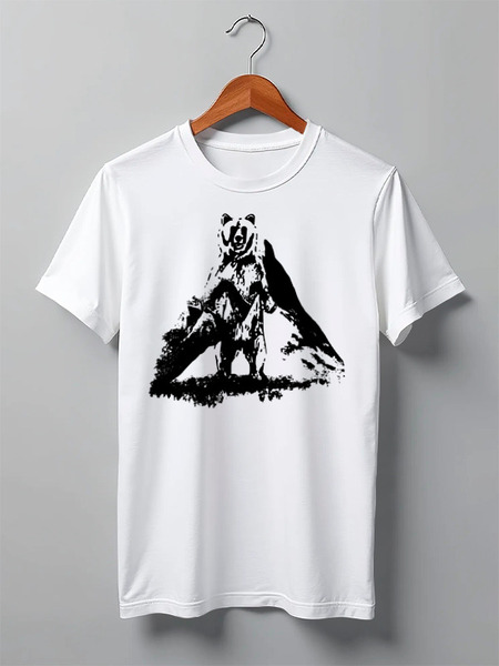 Заказать мужскую футболку в Москве. Футболка классическая Bear Here от oneredfoxstore@gmail.com - готовые дизайны и нанесение принтов.