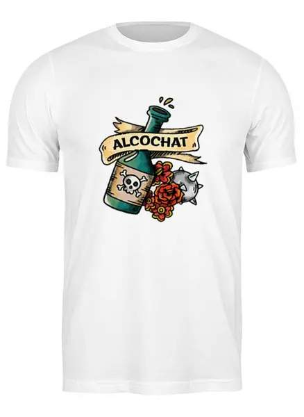 Заказать мужскую футболку в Москве. Футболка классическая Alcochat white i-shirt от Alcochat - готовые дизайны и нанесение принтов.