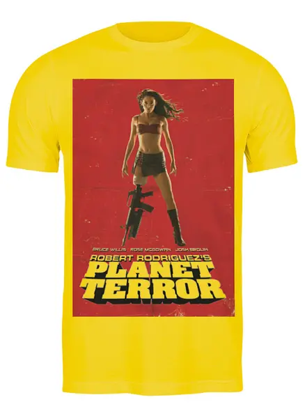 Заказать мужскую футболку в Москве. Футболка классическая Planet Terror yellow от KinoArt - готовые дизайны и нанесение принтов.