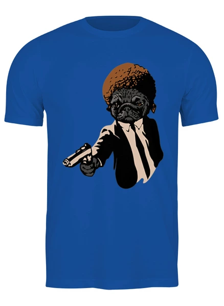 Заказать мужскую футболку в Москве. Футболка классическая Мопс с пистолетом от skynatural - готовые дизайны и нанесение принтов.