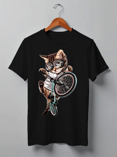 Заказать мужскую футболку в Москве. Футболка классическая Кот BMX от Xieros - готовые дизайны и нанесение принтов.