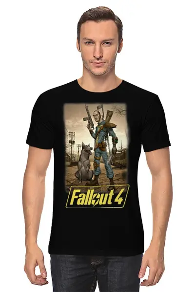 Заказать мужскую футболку в Москве. Футболка классическая Fallout 4 от Curipopik - готовые дизайны и нанесение принтов.