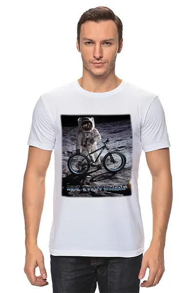 Заказать мужскую футболку в Москве. Футболка классическая Ride Everywhere от white_irbis - готовые дизайны и нанесение принтов.