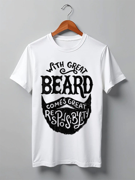 Заказать мужскую футболку в Москве. Футболка классическая Great Beard Great Responsibility от Алена Суманеева - готовые дизайны и нанесение принтов.
