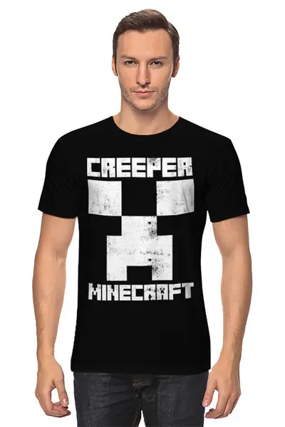 Заказать мужскую футболку в Москве. Футболка классическая MINECRAFT CREEPER от vista12761@rambler.ru - готовые дизайны и нанесение принтов.