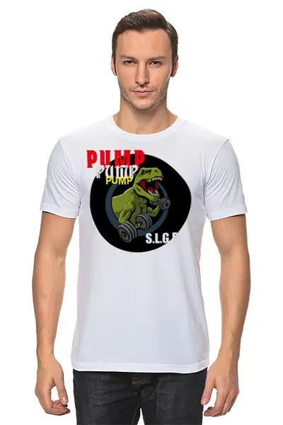 Заказать мужскую футболку в Москве. Футболка классическая PUMP GYM от торгаш - готовые дизайны и нанесение принтов.
