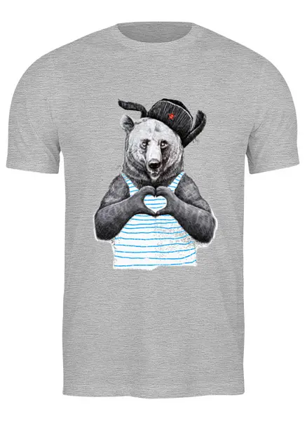 Заказать мужскую футболку в Москве. Футболка классическая Медведь.С любовью от ПРИНТЫ ПЕЧАТЬ  - готовые дизайны и нанесение принтов.