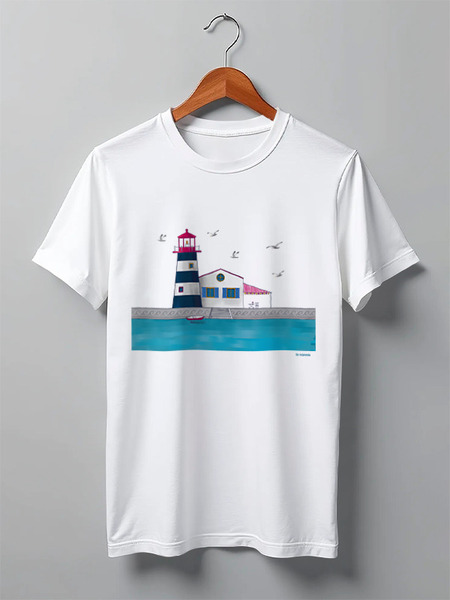 Заказать мужскую футболку в Москве. Футболка классическая Lighthouse от Арина Кукушкина - готовые дизайны и нанесение принтов.