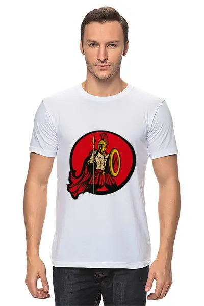 Заказать мужскую футболку в Москве. Футболка классическая Спартанец от YellowCloverShop - готовые дизайны и нанесение принтов.