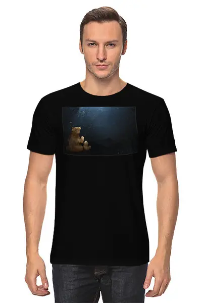 Заказать мужскую футболку в Москве. Футболка классическая Bear Here от oneredfoxstore@gmail.com - готовые дизайны и нанесение принтов.