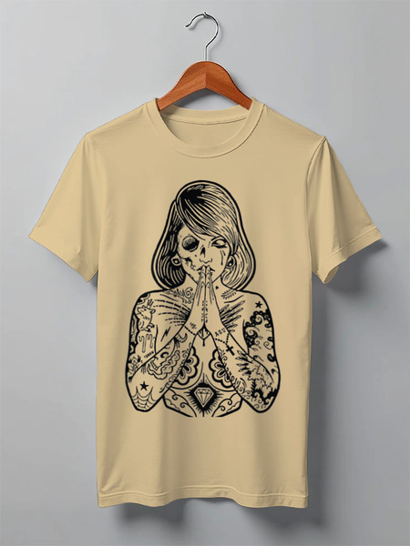 Заказать мужскую футболку в Москве. Футболка классическая tattoo girl от ИНДИГО - готовые дизайны и нанесение принтов.