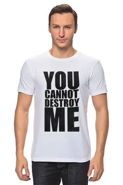 Заказать мужскую футболку в Москве. Футболка классическая YOU CANNOT DESTROY ME от mum - готовые дизайны и нанесение принтов.