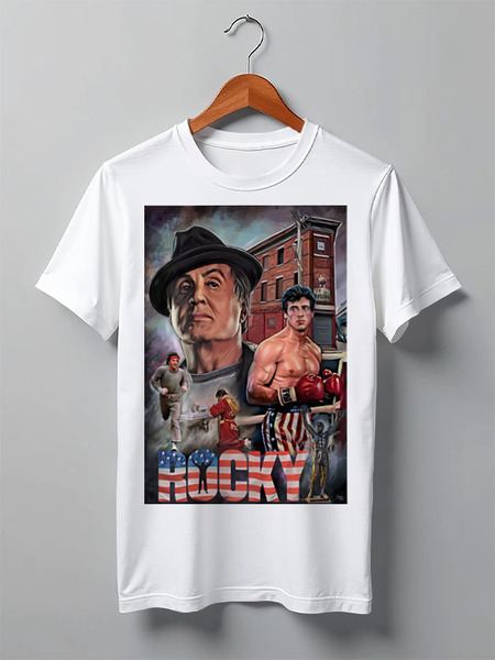 Заказать мужскую футболку в Москве. Футболка классическая Рокки / Rocky от kino.printio.ru - готовые дизайны и нанесение принтов.