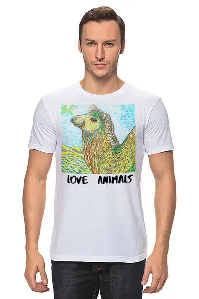 Заказать мужскую футболку в Москве. Футболка классическая Love animals (Любить животных) от cinirena@mail.ru - готовые дизайны и нанесение принтов.
