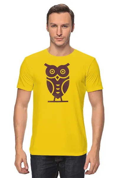 Заказать мужскую футболку в Москве. Футболка классическая Owl Here от oneredfoxstore@gmail.com - готовые дизайны и нанесение принтов.