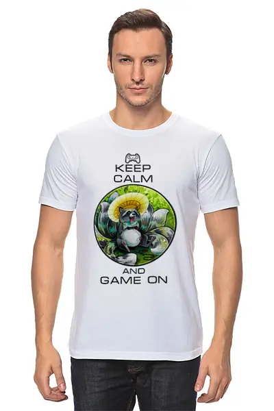 Заказать мужскую футболку в Москве. Футболка классическая Raccoon gamer от Анастасия Авина - готовые дизайны и нанесение принтов.