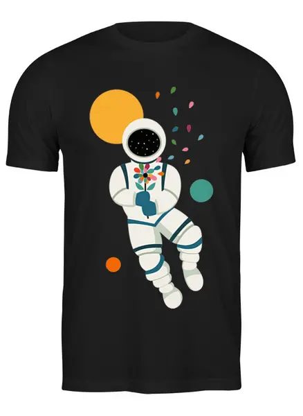 Заказать мужскую футболку в Москве. Футболка классическая Космонавт от svetlanas - готовые дизайны и нанесение принтов.