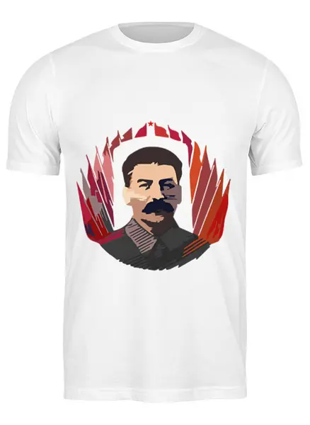 Заказать мужскую футболку в Москве. Футболка классическая Сталин  от Картинки на грудь - готовые дизайны и нанесение принтов.