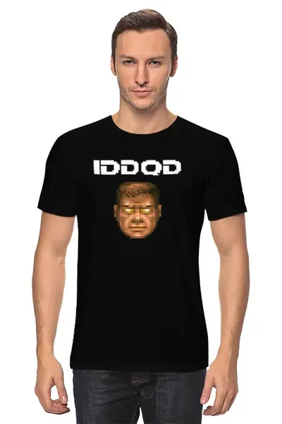 Заказать мужскую футболку в Москве. Футболка классическая Doom IDDQD от tosha_t - готовые дизайны и нанесение принтов.