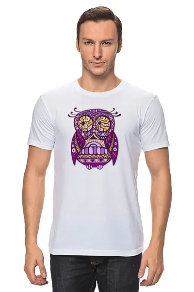 Заказать мужскую футболку в Москве. Футболка классическая Cова, owl от coolmag - готовые дизайны и нанесение принтов.