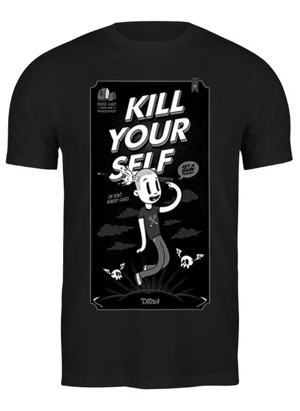 Заказать мужскую футболку в Москве. Футболка классическая Kill Your Self от Leichenwagen - готовые дизайны и нанесение принтов.