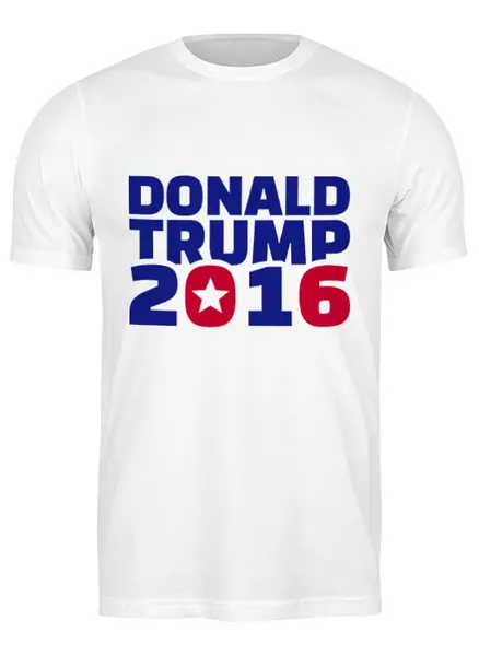 Заказать мужскую футболку в Москве. Футболка классическая Trump 2016 от skynatural - готовые дизайны и нанесение принтов.