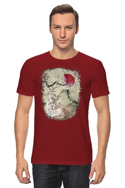 Заказать мужскую футболку в Москве. Футболка классическая Japan Cat от oneredfoxstore@gmail.com - готовые дизайны и нанесение принтов.