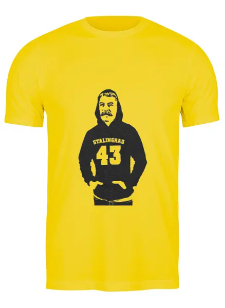Заказать мужскую футболку в Москве. Футболка классическая Сталин от denis01001 - готовые дизайны и нанесение принтов.