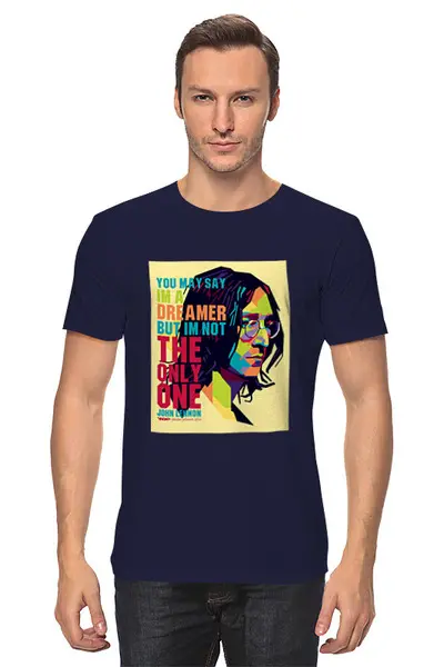 Заказать мужскую футболку в Москве. Футболка классическая Джон Леннон от Fedor - готовые дизайны и нанесение принтов.