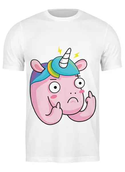 Заказать мужскую футболку в Москве. Футболка классическая Unicorn / Единорог от crash - готовые дизайны и нанесение принтов.