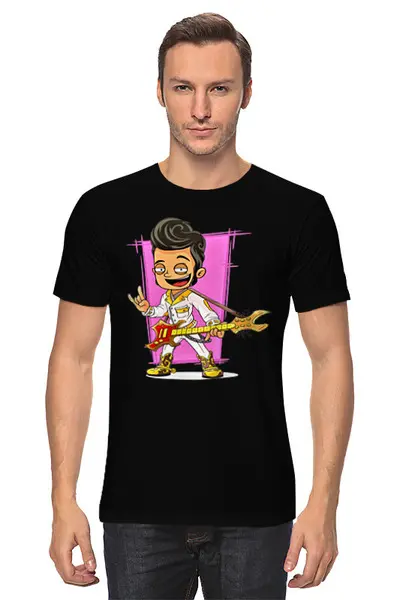 Заказать мужскую футболку в Москве. Футболка классическая Рок музыкант  от T-shirt print  - готовые дизайны и нанесение принтов.