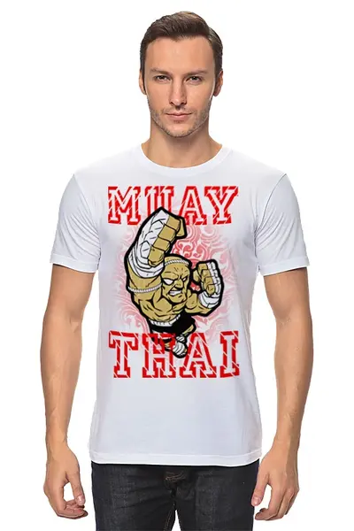 Заказать мужскую футболку в Москве. Футболка классическая MUAY THAI от Алексс Неро - готовые дизайны и нанесение принтов.