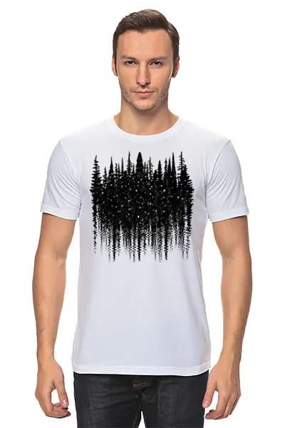 Заказать мужскую футболку в Москве. Футболка классическая Forest от oneredfoxstore@gmail.com - готовые дизайны и нанесение принтов.