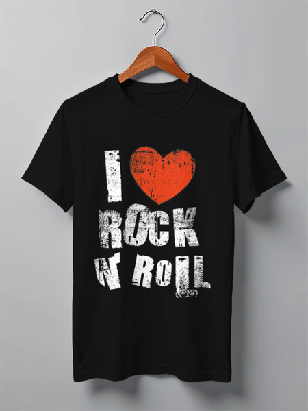 Заказать мужскую футболку в Москве. Футболка классическая i love rocknroll от holyman32 - готовые дизайны и нанесение принтов.