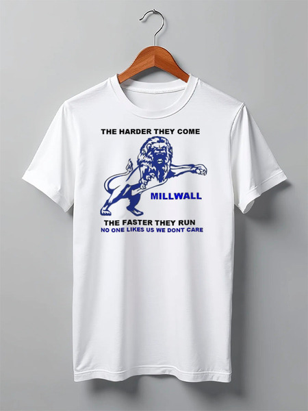 Заказать мужскую футболку в Москве. Футболка классическая Millwall the harder the come - the fadter they run от Millwall Supporters Club Russia - готовые дизайны и нанесение принтов.