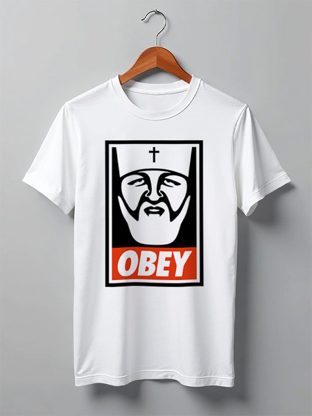 Заказать мужскую футболку в Москве. Футболка классическая Kirill OBEY от LINGAM ART | lingam.ord@gmail.com - готовые дизайны и нанесение принтов.