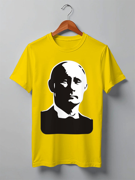 Заказать мужскую футболку в Москве. Футболка классическая Путин от denis01001 - готовые дизайны и нанесение принтов.