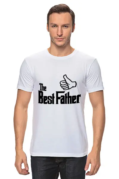 Заказать мужскую футболку в Москве. Футболка классическая Лучший отец от Zamula - готовые дизайны и нанесение принтов.