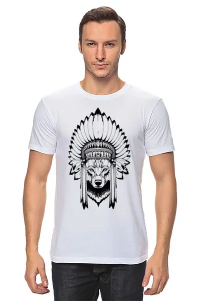 Заказать мужскую футболку в Москве. Футболка классическая Wolf  от Kostya  - готовые дизайны и нанесение принтов.